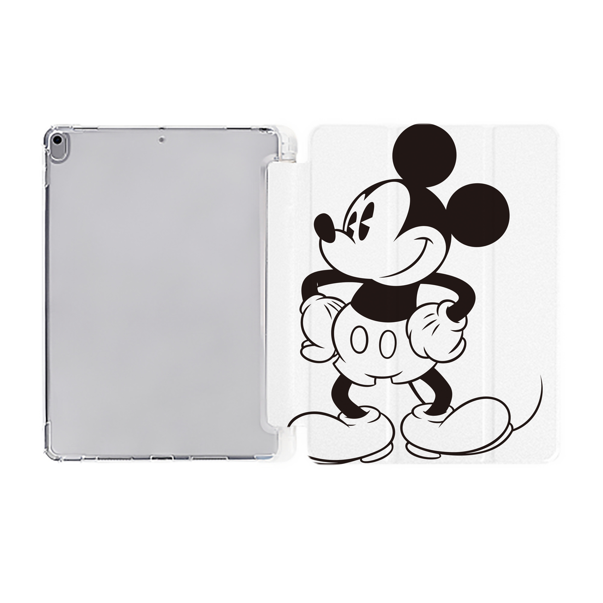 （画像用） ミッキーマウス Mickey Mouse IPad ケース ペン収納付き 三つ折りスタンド PUレザー×シリコン 対応機種9.5/10.5/10.9インチ